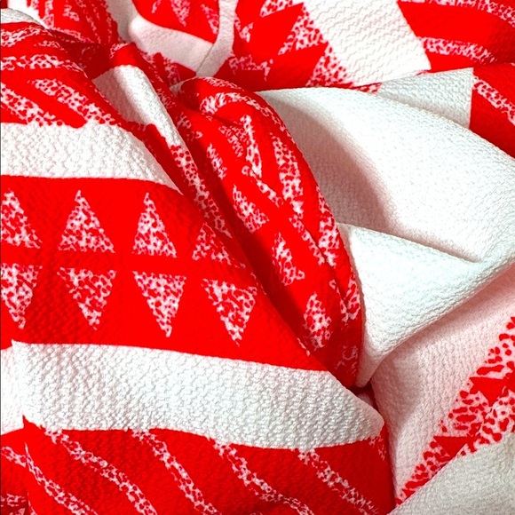 Silk And Salt Dress Aztec Print Boho Red White Midi Length Oversized Easy Fit - Picture 14 of 16